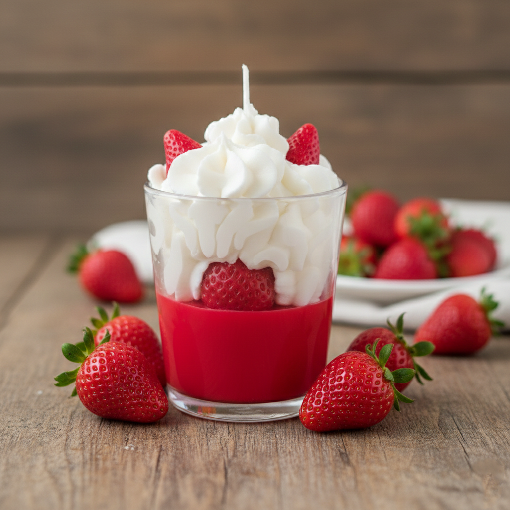 Strawberries and Cream Dessert Candle