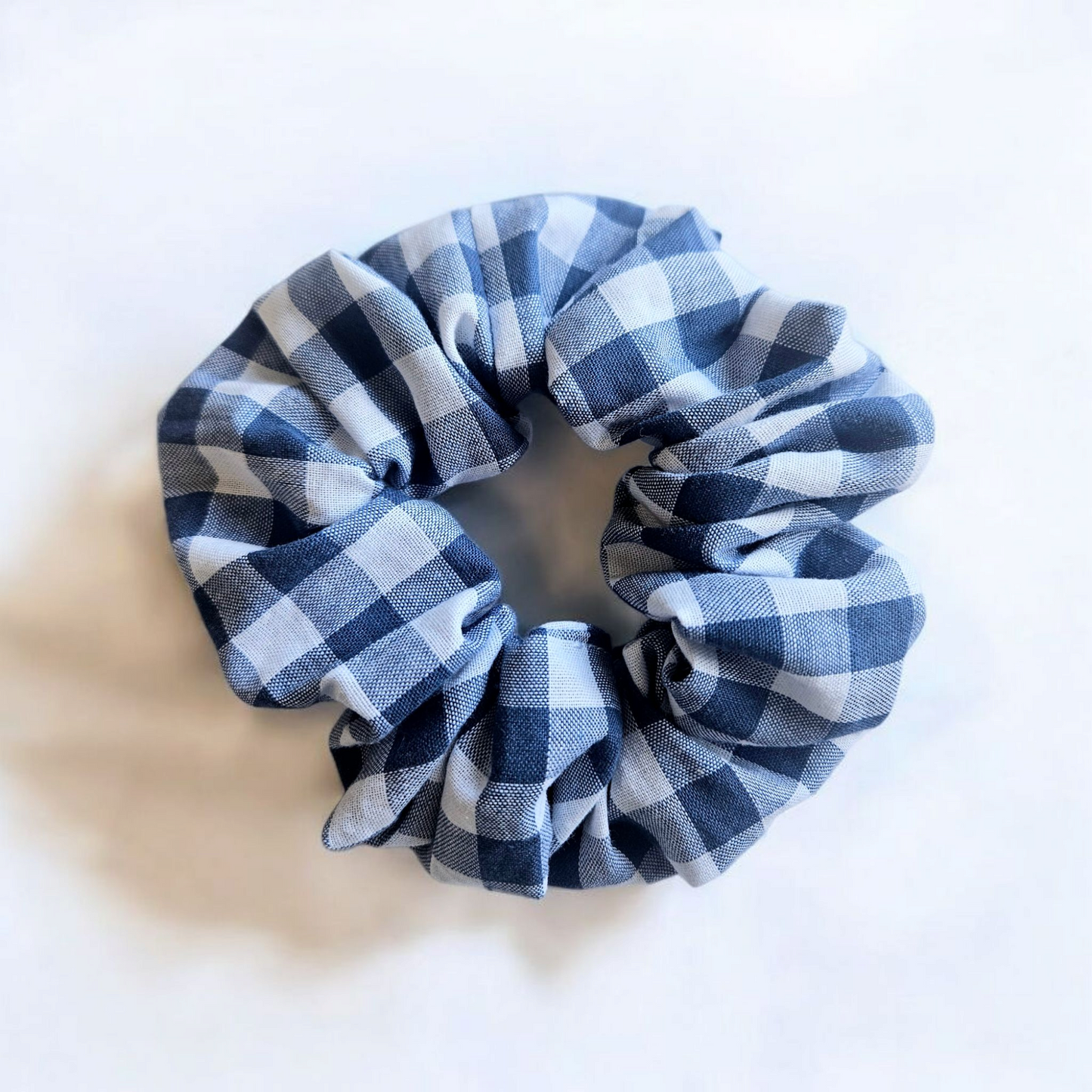 Blue Gingham Scrunchie