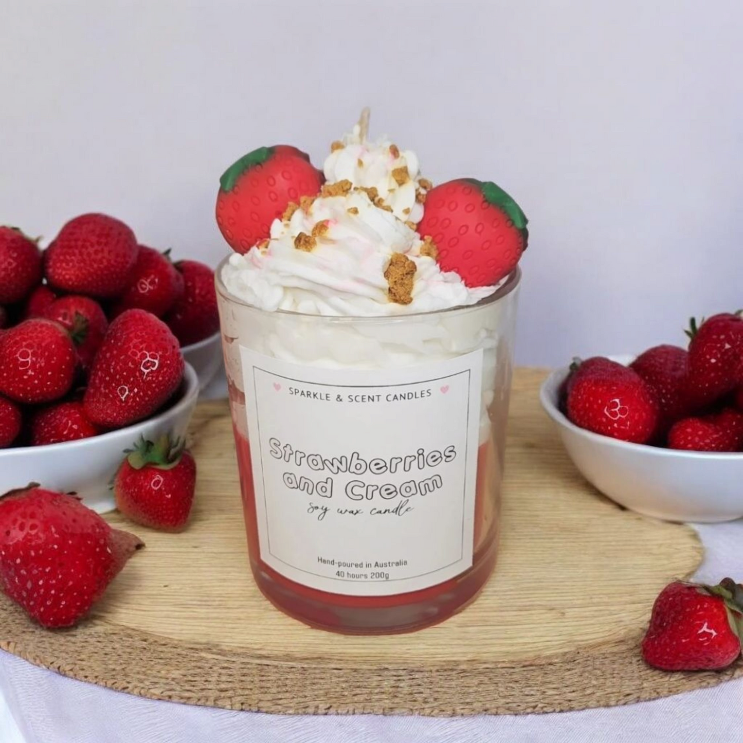 Strawberries and Cream Dessert Soy Candle