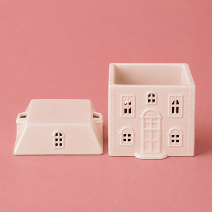 White Christmas House Ceramic Tealight Wax Warmer